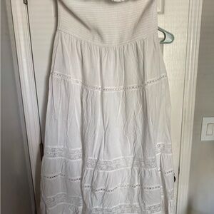 White Smocked Lace Trim Sundress